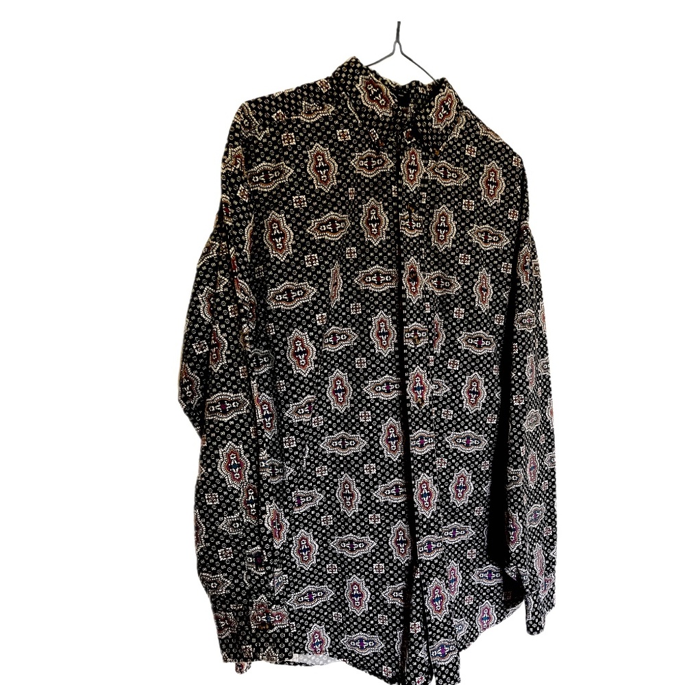 Salty Dog Gant Mens Shirt Med Paisley Black/White Long Sleeves